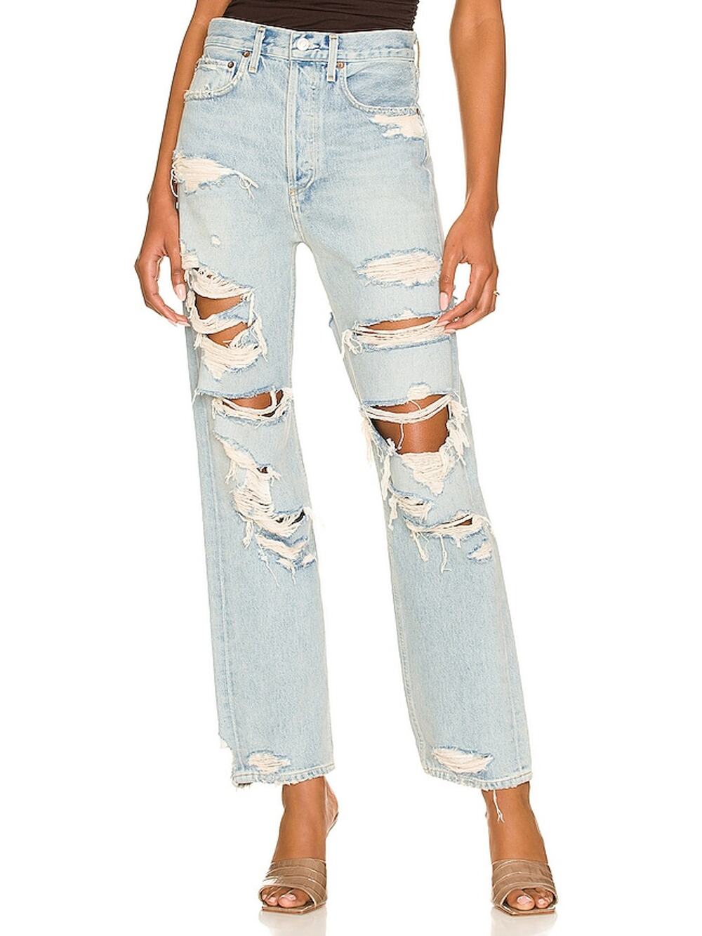 Agolde Distressed Sky 90s Mid Rise Loose Denim Jeans Size 27